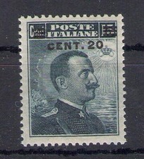 1916 Italia - Regno, n. 106, 20 cent su 15 cant grigio nero, Vittorio Emanuele I