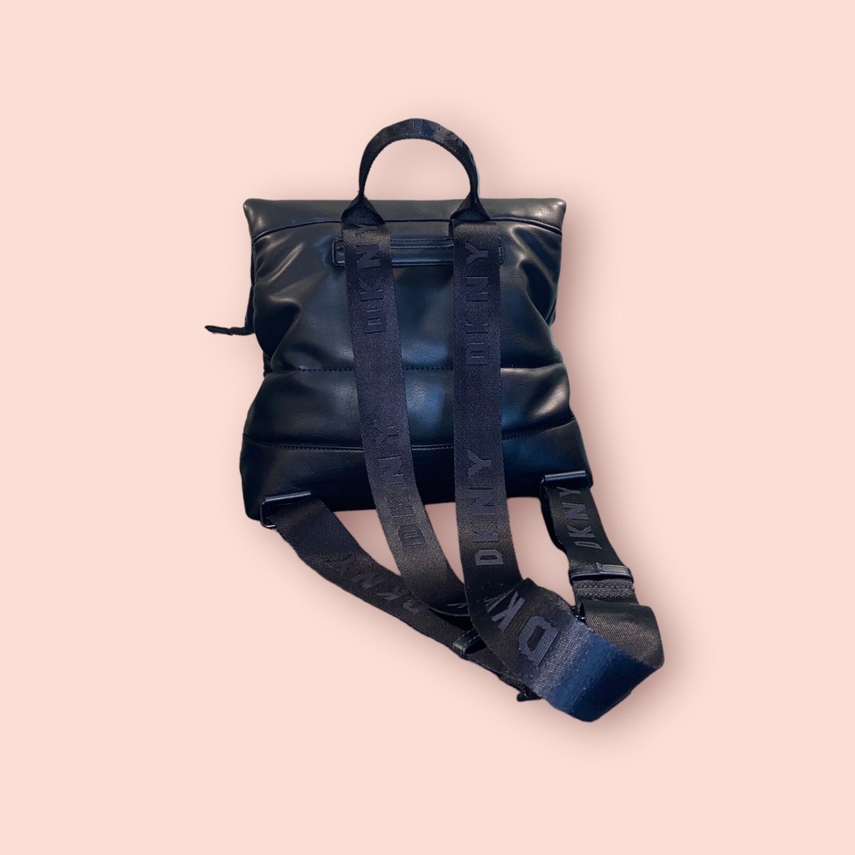 DKNY Pola Foldover Logo Backpack Black Women