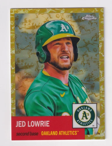 2022 Topps Chrome Platinum Anniversary GOLD TOILE REFRACTOR JED LOWRIE 38/50 A's