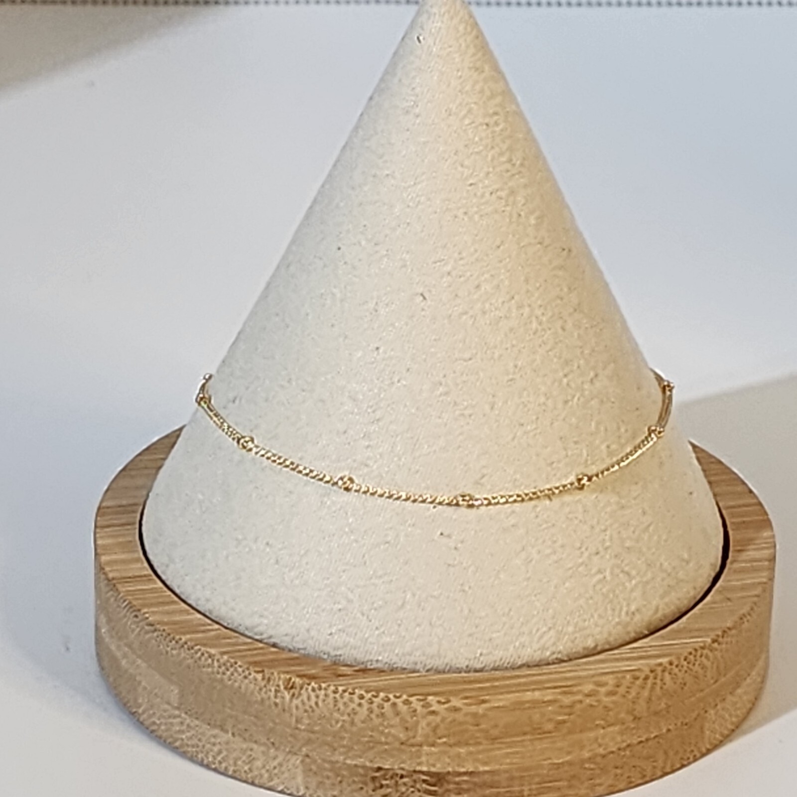 Anklet Dainty Gold Tone With Tiny Gold Ball Stations Size 8.25 With 2