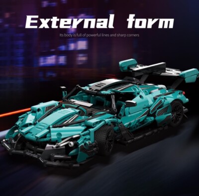 Moyu Block Project Machine Racing Car 1:14 Scale Building 1209 pcs Green McLaren