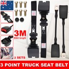 <!--F#f_0-->Seat Belt 3 Point 2 Sets Retractable Truck Strap Seatbelt Safety Universal Black<!--F/-->
