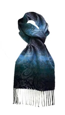 Steve Madden Womens Mid Weight Ombré Paisley Muffler Scarf Blue 11" x 70"