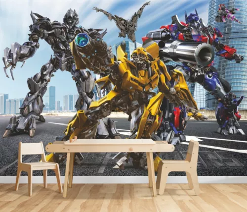 Modern 3D Transformers Wallpaper Boys Bedroom Wallpaper Living room Wall Mural - Picture 6 of 12