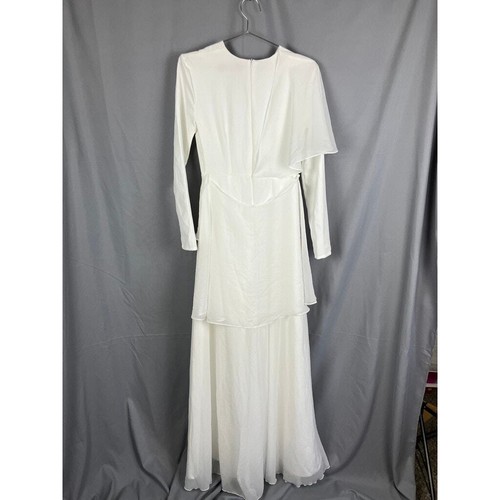 Tuta Annah Hariri bianca overlay chiffon gamba larga taglia 2 modesto palazzo LEGGI - Foto 9 di 12