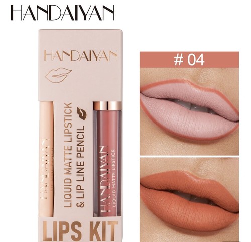 Long Lasting Non-stick Matte Liquid Lipstick Lip Gloss+Lip Liner Pencil Kit Set - Picture 15 of 36
