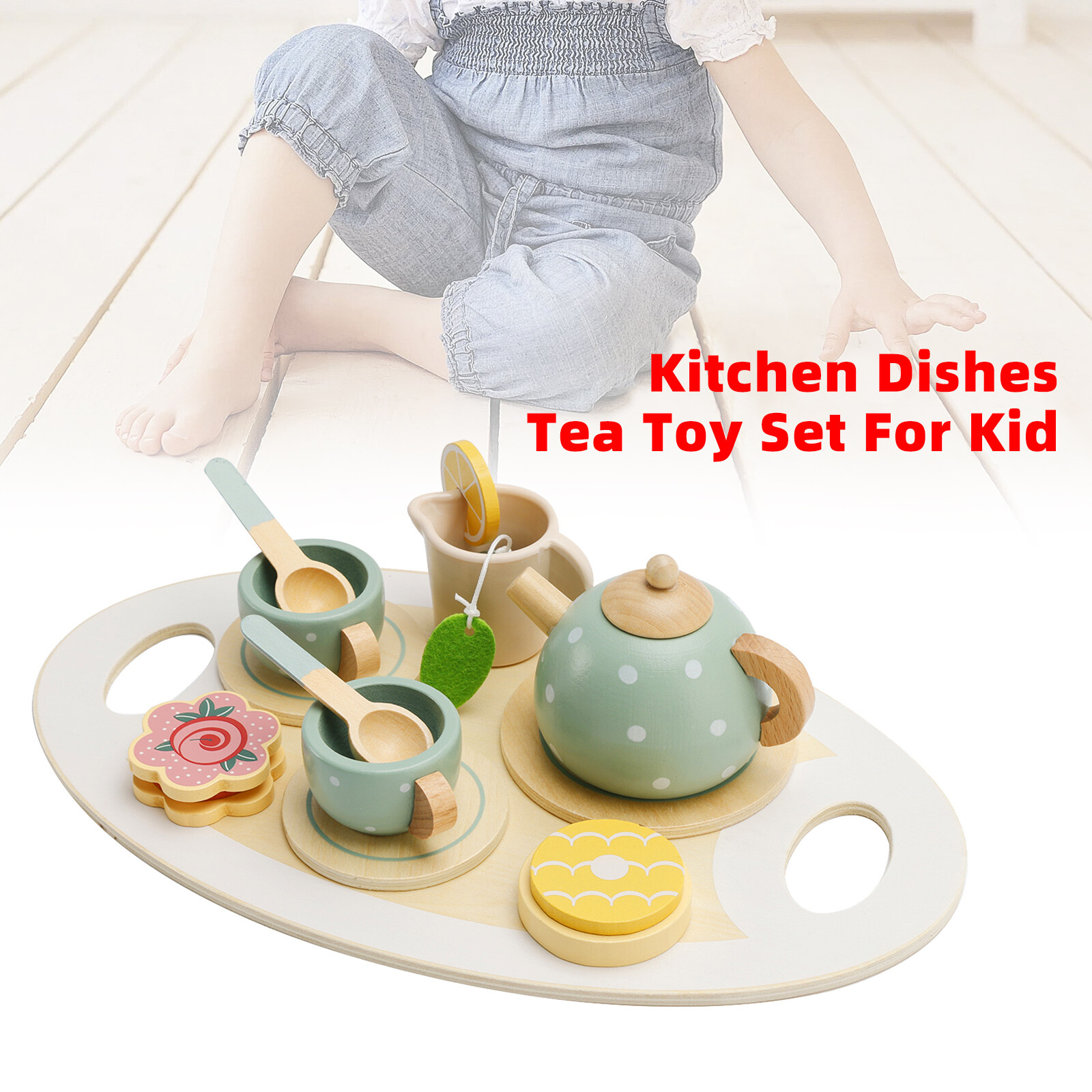 Set Tè In Legno 15 Pezzi Cucina Occidentale Cucina/Set  Giocattoli Per Bambini#