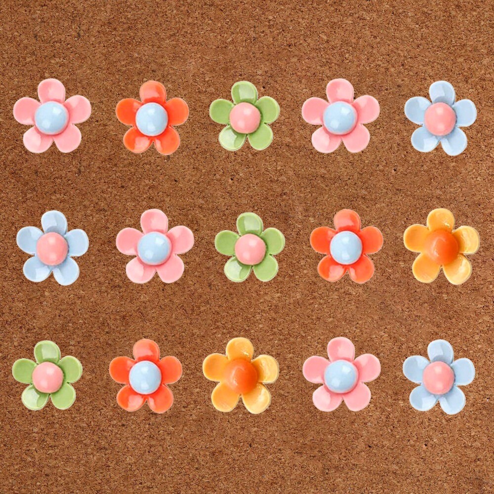 Colourful Thumbtack Flower Photo Wall Nail 60 Pcs Board Pins Office eBay