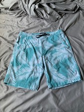 American Eagle Men's Medium Active Extreme Flex Palm Tree Tropical Blue Shorts