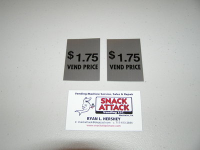 2 Soda Vending Machine Price Stickers - ".75 Cent Vend" Labels (Snack Attack Brand)