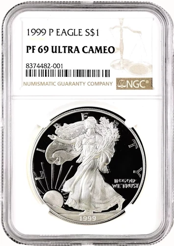 1999-P American Silver Eagle $1 NGC Certified PF-69 Ultra Cameo