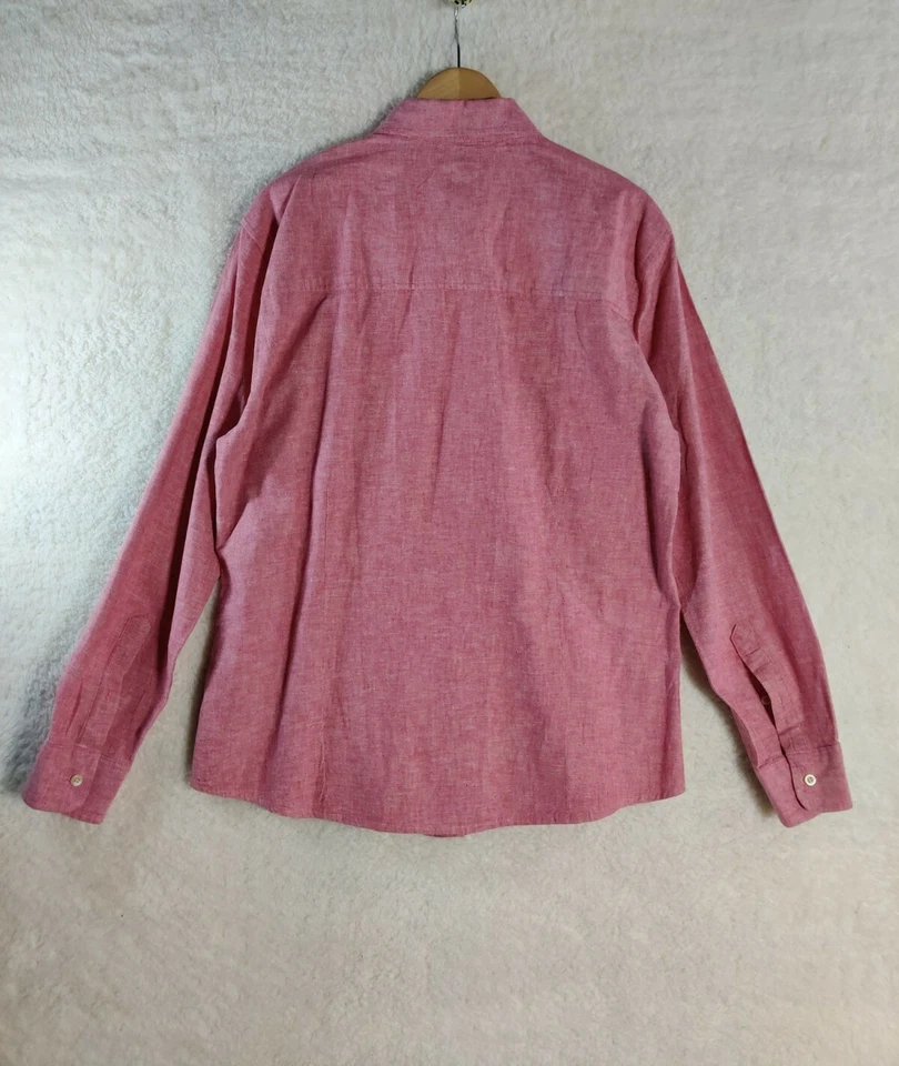 Casual Linen Blend Men's Button Down Long Sleeves Colorful Shirt Size L - Image 2 of 4