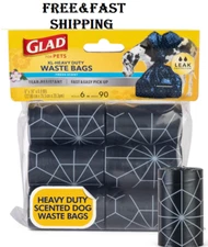 Extra Large Dog Poop Bags - 90 Count, Heavy Duty, Fresh Scent, Black Rolls
