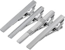 4 Pcs Stainless Steel Tie Clips for Men Classic Tie Bar Clip for Formal Business