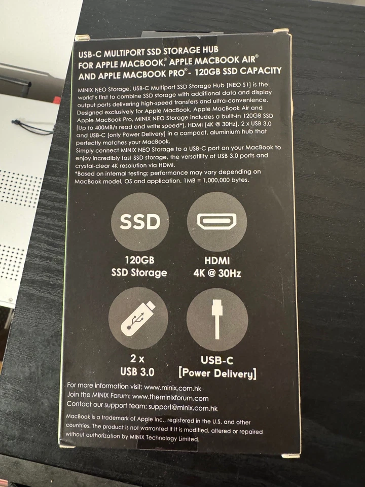 MINIX NEO 120GB USB-C STORAGE + Multiport with HDMI, 2x USB and USB-C – Silver - Image 3 of 4