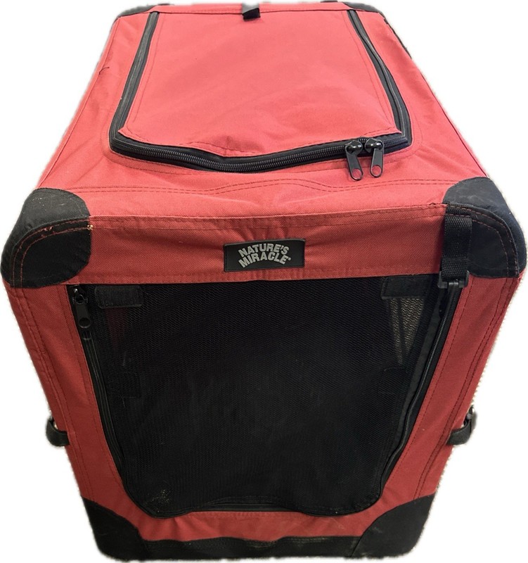 Nature’s Miracle 3-Door Collapsible Soft-Sided Dog Crate, Maroon, 24”