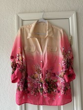 Coral Bay? Button Floral Print light Blouse 3/4 sleeve collar pink See Ad size