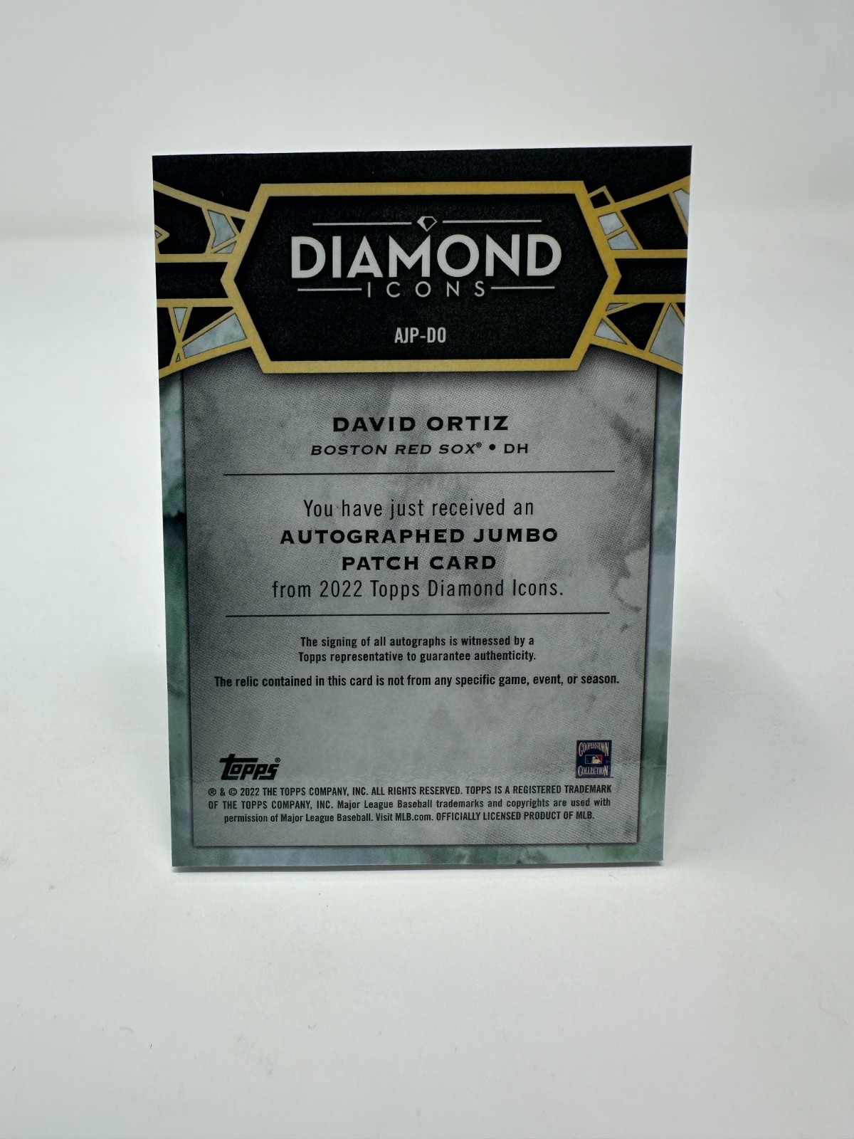 2022 Topps Diamond Icons David Ortiz Auto Jumbo Patch 05/25 Red Sox view 2