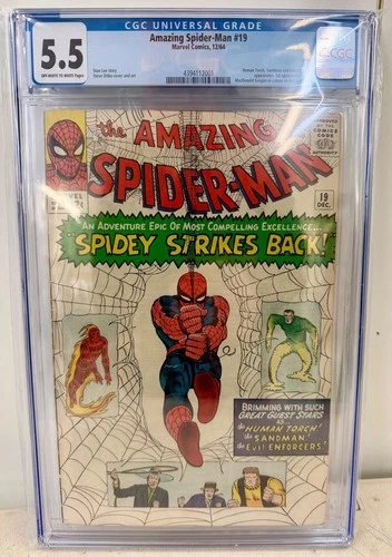 AMAZING SPIDER-MAN #19 CGC 5.5 White Pages MARVEL COMICS 1964