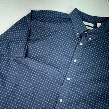 Gold Label Roundtree & Yorke Short Sleeve Button Shirt Mens 4XT Blue Geometric