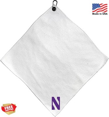 Team Golf NCAA White Microfiber Towel 15x15 with Carabiner