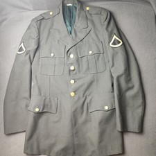 US Army Dress Coat Jacket Mens 39L Army Green Class A Service USGI Brass Buttons