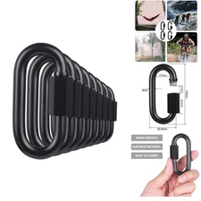 Black Locking Carabiners - 8 Pack Heavy Duty Quick Links for All Adventures