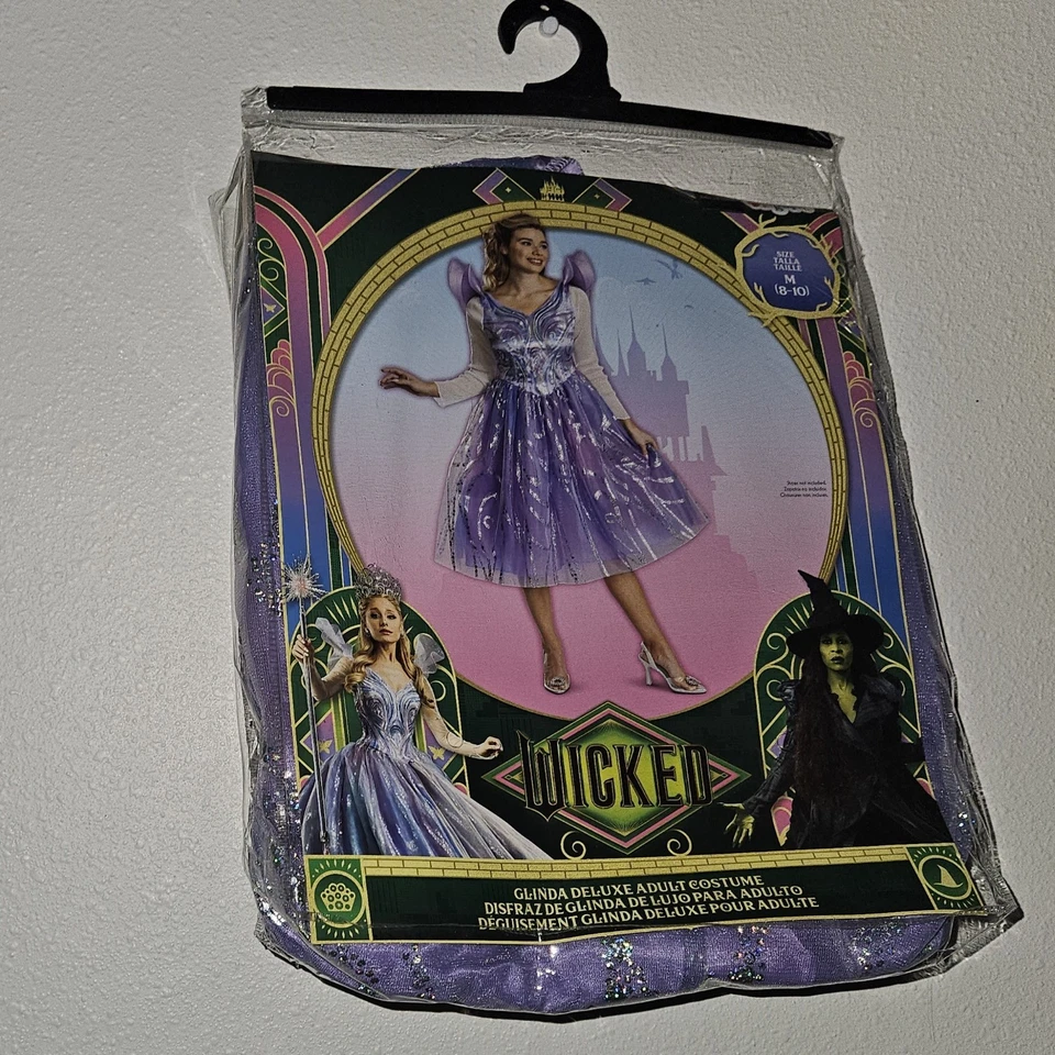 NEW Glinda Wicked Deluxe Halloween Costume Adult Womens Medium 8-10 Purple Dress - Image 2 of 4