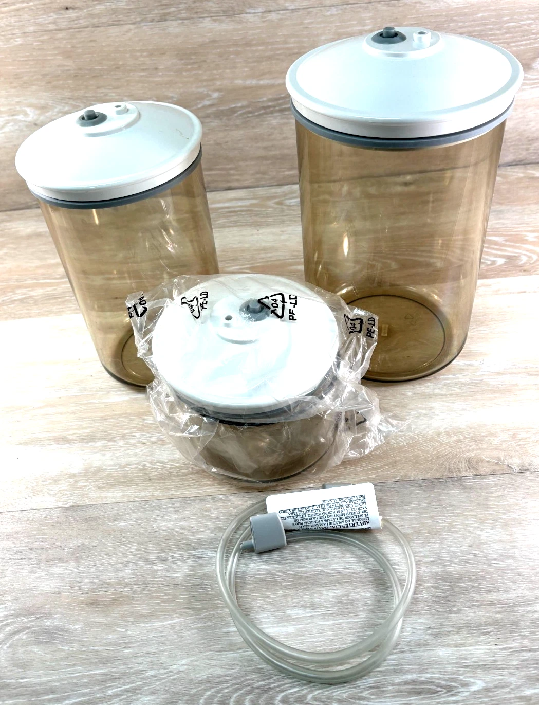 FOOD SAVER Set of 3 Vacuum Sealing Cannisters KY-123, 125 & 136 Amber Tint