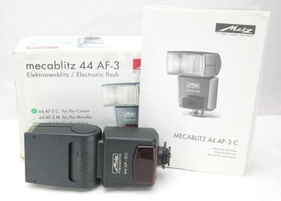 Metz Mecablitz Flash 44 AF-3 For Canon EOS SLR FILM Cameras. Manual. Clean. Box.