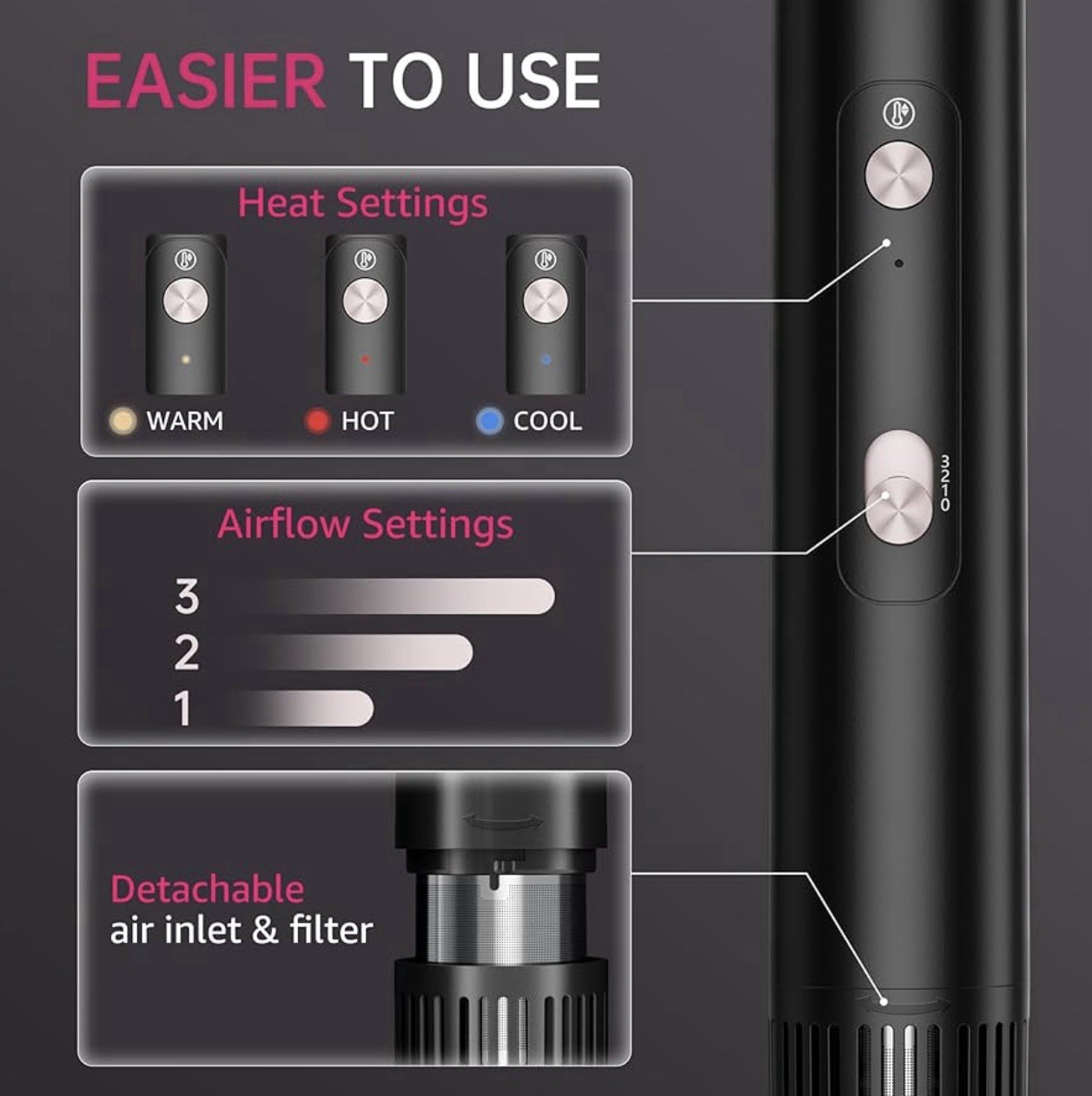 SKIMI Hair Dryer Brush Blow Dry Brush, Multi-Hot Air Styler with 110000RPM Br...