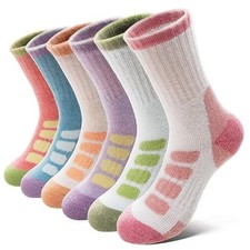 Kids Merino Wool Hiking Socks Boys Girls Toddlers 4-7 Years Green/Blue/Pink