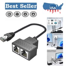 Gold-Plated RJ45 Ethernet Splitter for Cat 5/6/7/8 - Durable Networking Solution