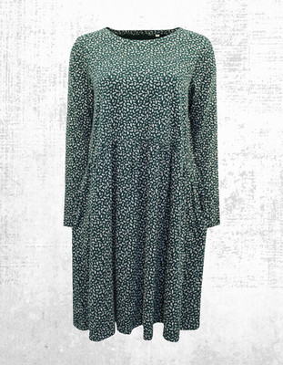 Damen Seasalt Langarm Meer Jersey Kleid Grün Kupfer Flecken Floral (Defekt)