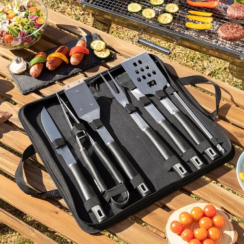 Set Di Utensili Per Barbecue Con Manico In Legno, 3 Pezzi: Pinza, Forchetta E Spatola, Acciaio Inox - 2