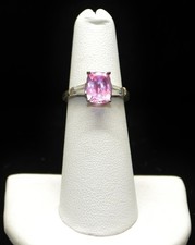 Sterling Silver Shiny Pink Square Gem Ring SZ 5.25 FMF354