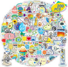 200PCS Science Stickers Chemistry Biology Physics Stickers for Students Kids Nat