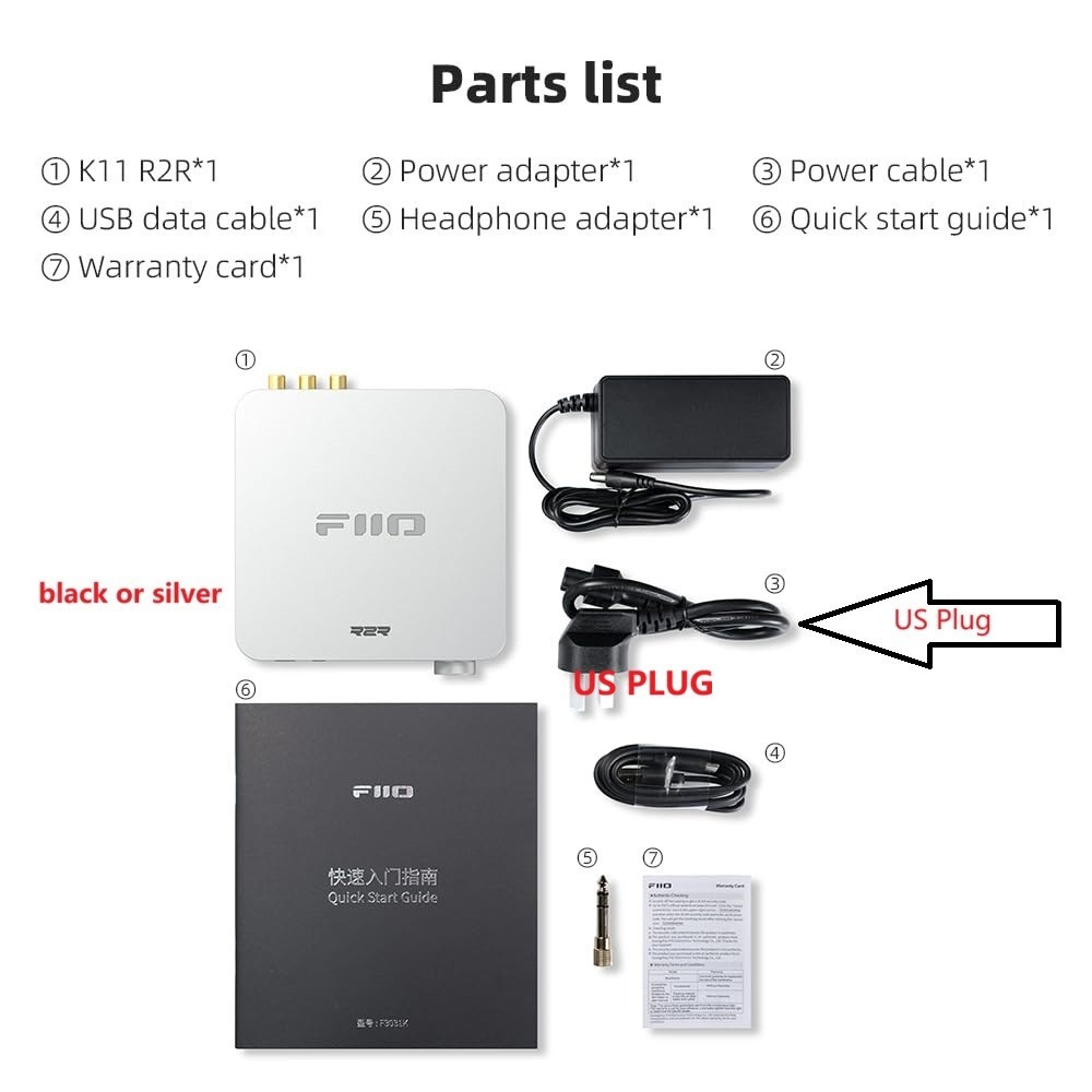 FiiO K11 R2R USB DAC & Headphone Amplifier  1300mW, 384kHz/24Bit DSD256 (Silver)