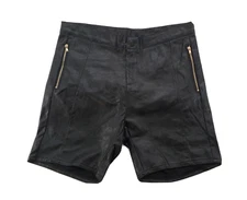 BeYoutiful Womens Size L Black Faux Leather Boyfriend Shorts Zip Pockets NEW NWT