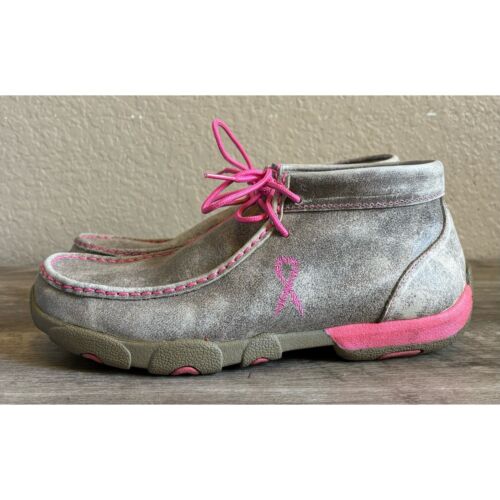 Twisted X Driving Moc Women's Tough Enough to Wear Pink Cancer Awareness Shoes  - Picture 1 of 11