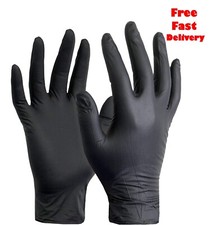 1000 GLOVES-10 BOXES BLACK DISPOSABLE NITRILE GLOVES-STRONG POWDER FREE-S/M/L/XL