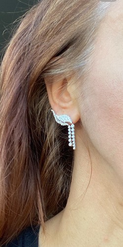 Hearts On Fire 3.1ct Diamond Ear Climber Drop Earrings Pristine $19k Est Papers - Picture 2 of 23