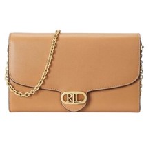NWT Lauren Ralph Lauren Leather Medium Adair Wallet Crossbody Summer Buff