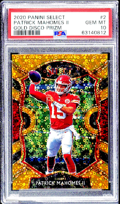 2020 SELECT GOLD DISCO PRIZM PATRICK MAHOMES II /10 #2 PSA 10 GEM MINT