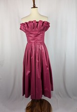 Victor Costa Pink Dress Taffeta Pleat Evening Wedding Ballgown Tea Length Sz 3
