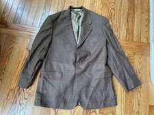 Men's Evan-Picone Brown Blue Herringbone Suit Jacket Blazer, Size 42 Regular