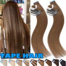 Thick 60pcs Full Head Tape In Remy Human Hair Extensions Skin Weft Light Brown
