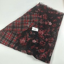Disney Parks Red Black Floral Squares Scarf