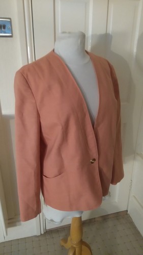 VINTAGE 80s MISS SMITH SMART LINEN LOOK JACKET SIZE 14/16 - Picture 6 of 9