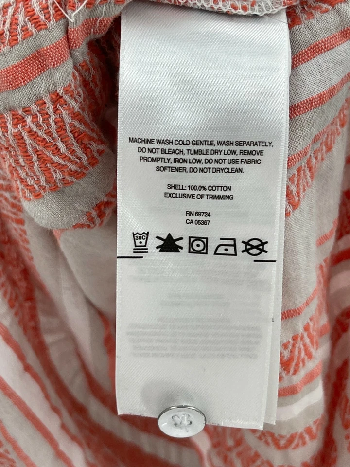 Columbia Top Mujer Mediano Rosa Rayas Abotonadas Manga Larga Camisa Boho Exterior Foto 4 de 4